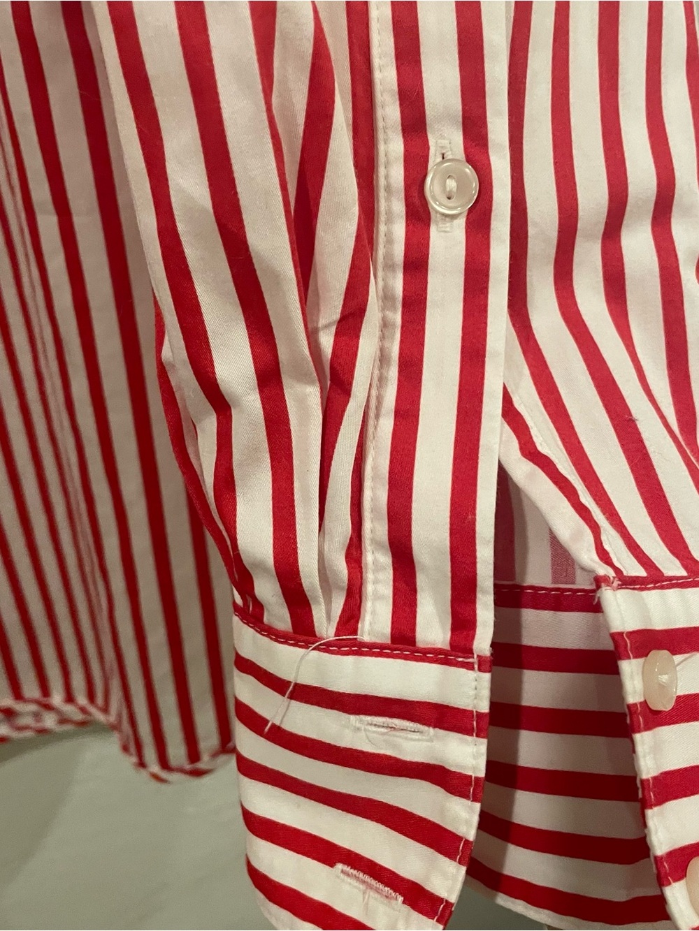 H&M Red and White Vertical Stripe Button-Down Shirt oversized - Picture 6 of 7